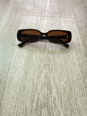 otra bronte brown red small narrow rectangular modern sunglasses eyewear NEW